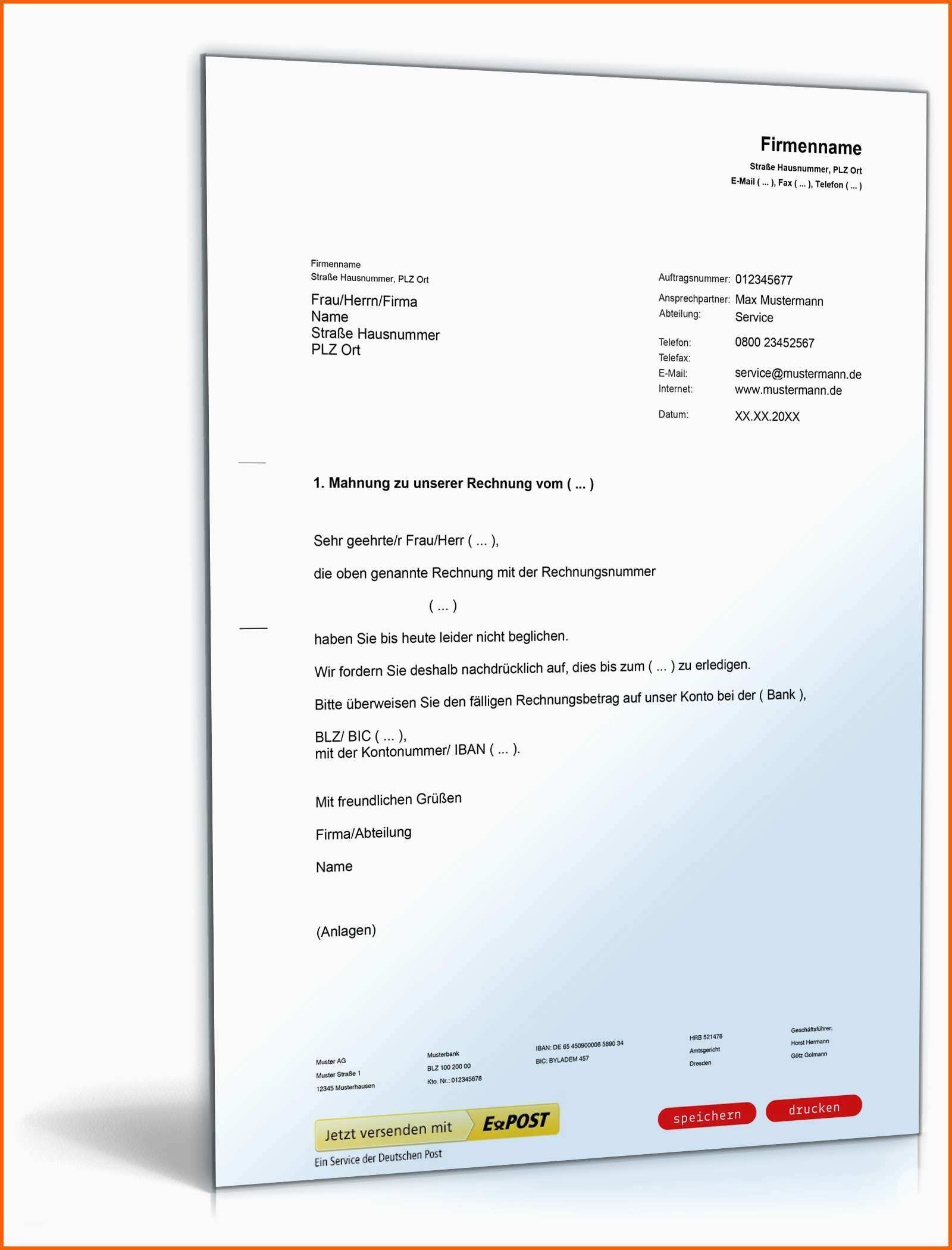 Faszinieren 1 Mahnung Zahlungserinnerung