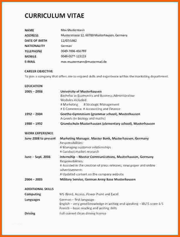 Faszinieren 12 Lebenslauf Englisch Muster