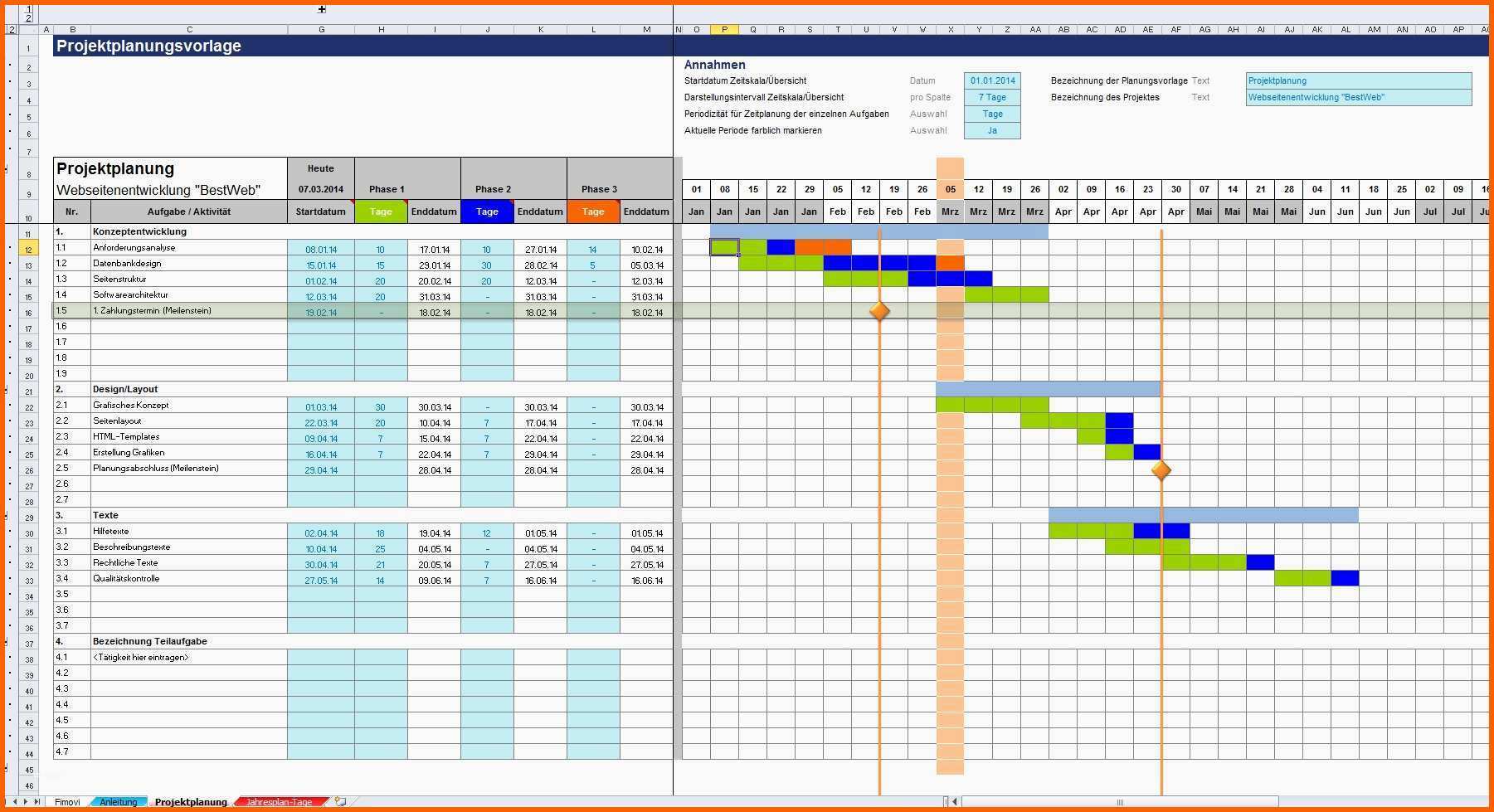 Faszinieren 16 Projektplan Excel