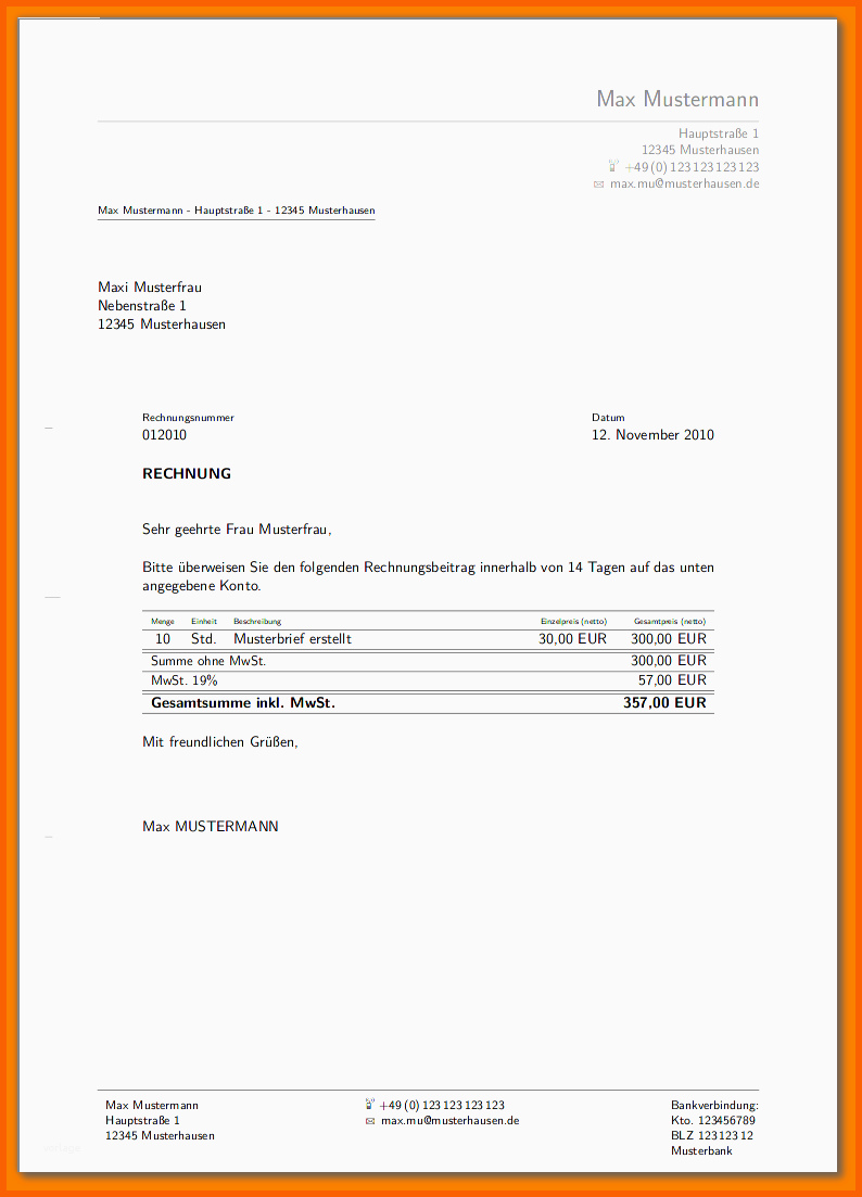 Faszinieren 17 Privater Geschäftsbrief Vorlage Word