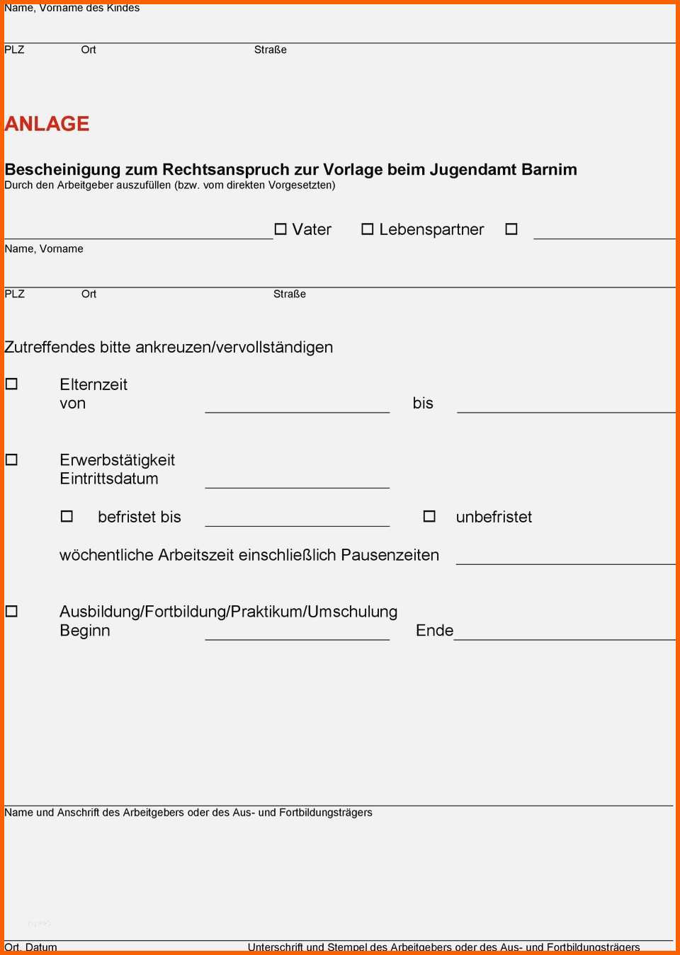 Faszinieren 17 Vorlage Antrag Elternzeit Arbeitgeber