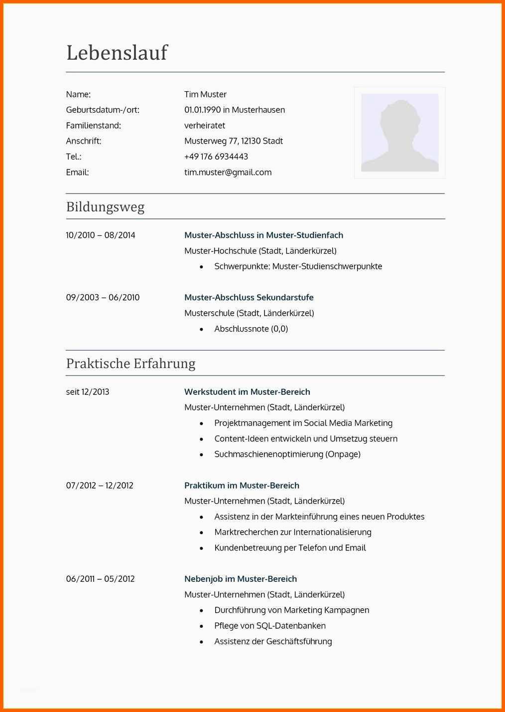 Faszinieren 20 Lebenslauf Vorlage Für Schüler
