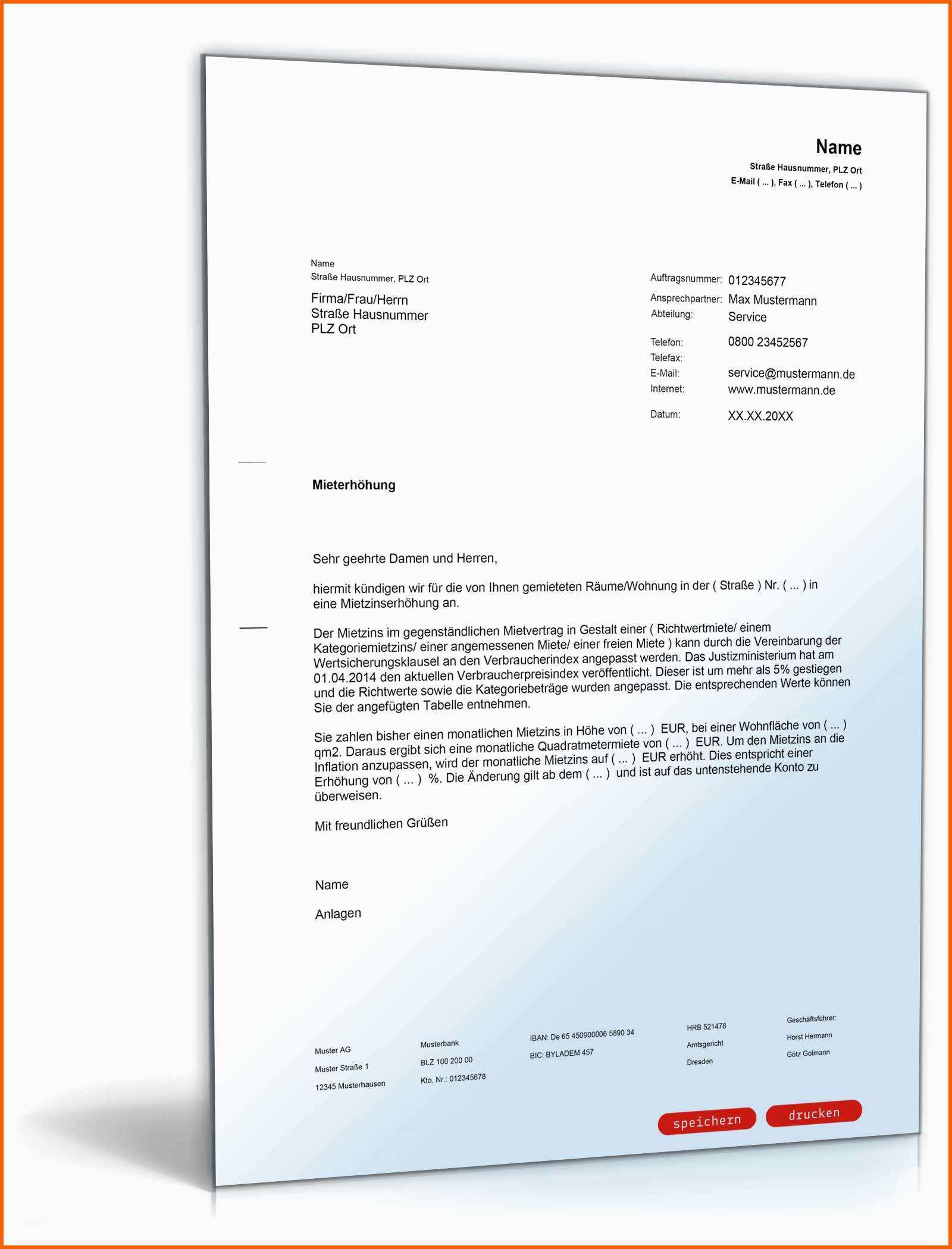 Faszinieren Ankündigung Mieterhöhung