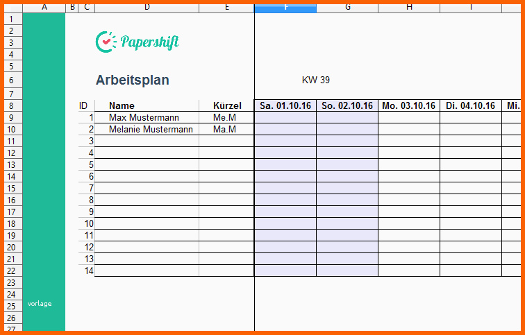 Faszinieren Arbeitsplan Vorlage Excel Kostenloser Download