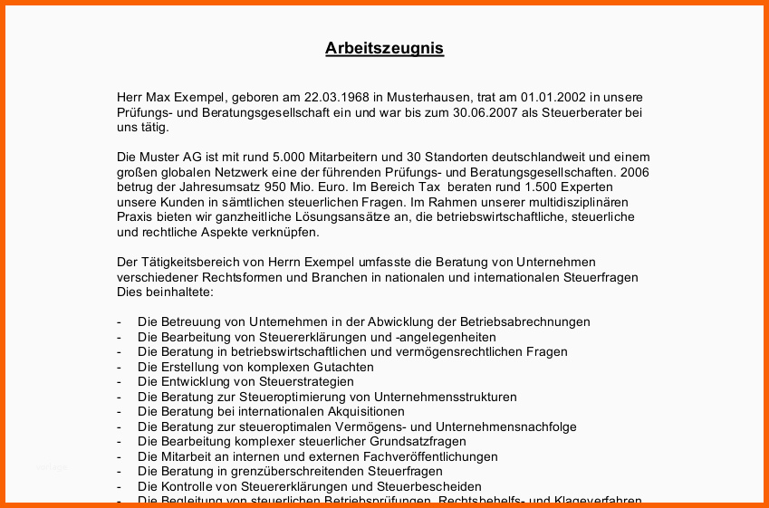 Faszinieren Arbeitszeugnis Sehr Gut Für Steuerberater Jetzt En