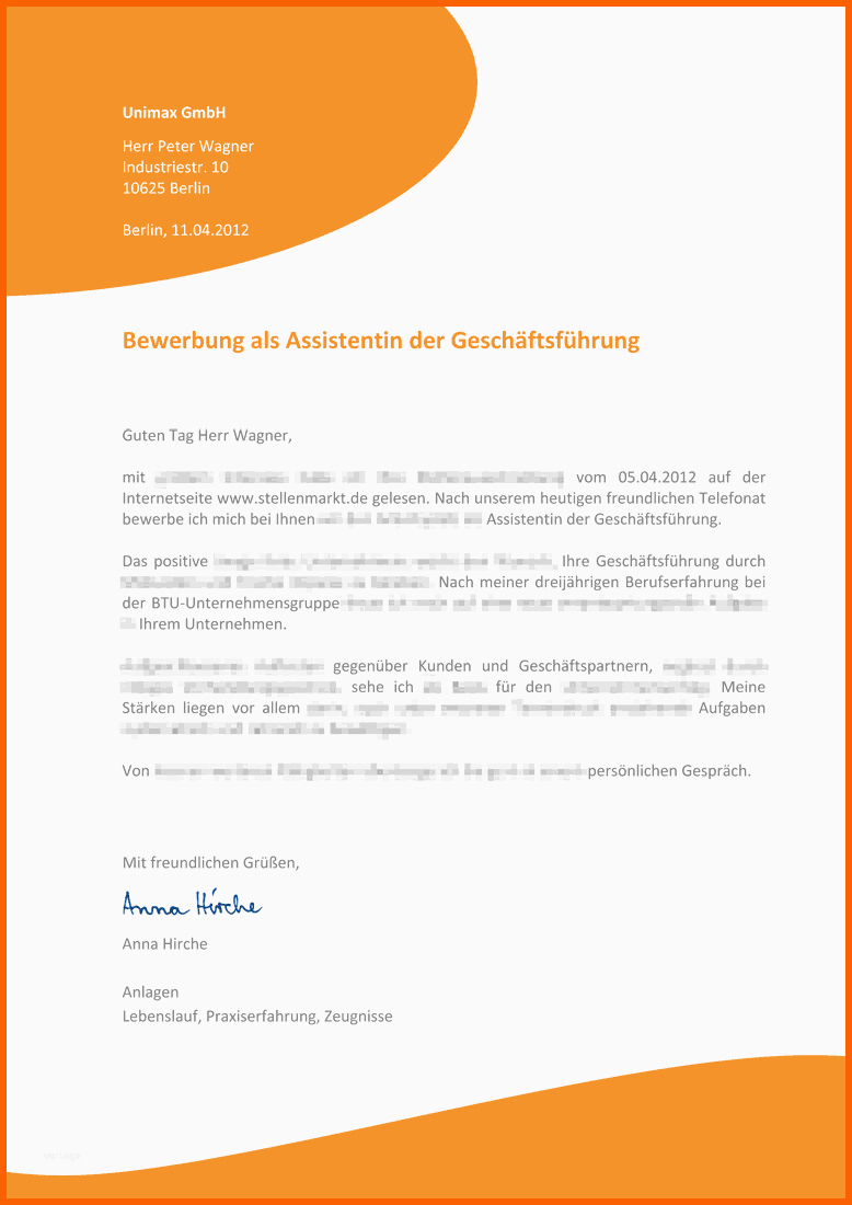 Faszinieren Bewerbung Als Muster