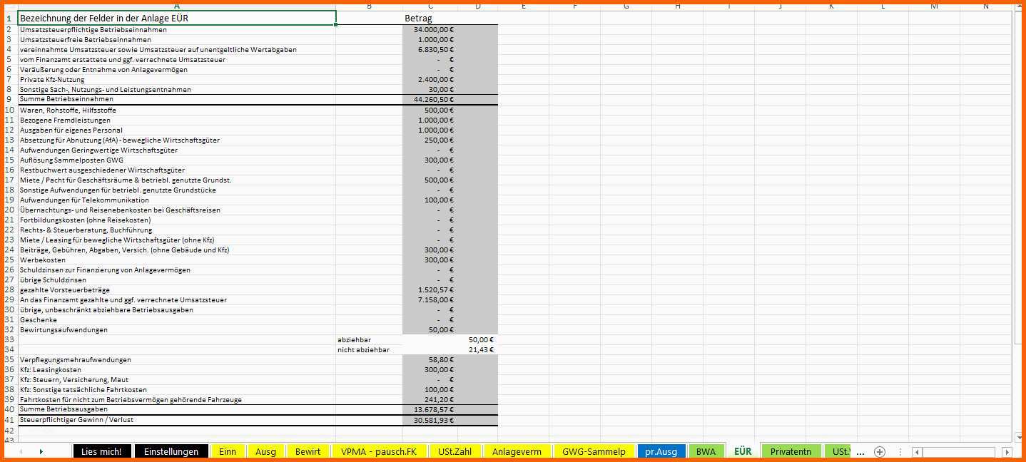 Faszinieren Buchhaltung Kleingewerbe Excel Vorlage Elegant Einnahmen