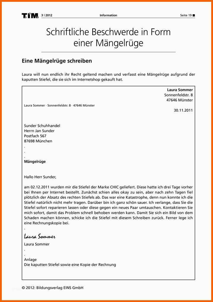 Faszinieren Eine Mängelrüge Schreiben Schriftliche Beschwerde In
