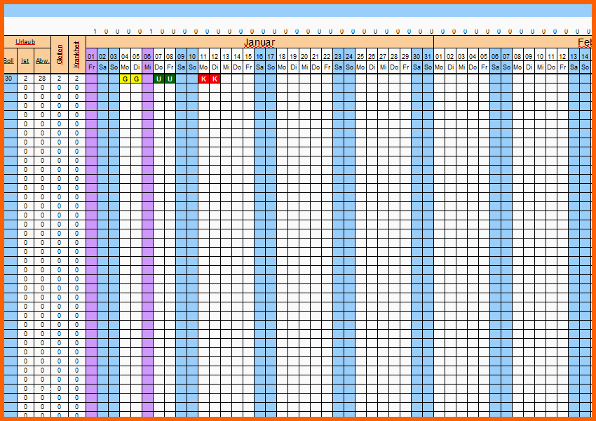 Faszinieren Excel Urlaubsplaner 2016 sofort Download
