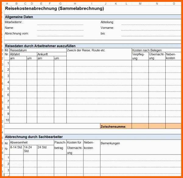 fahrtkostenabrechnung vorlage word