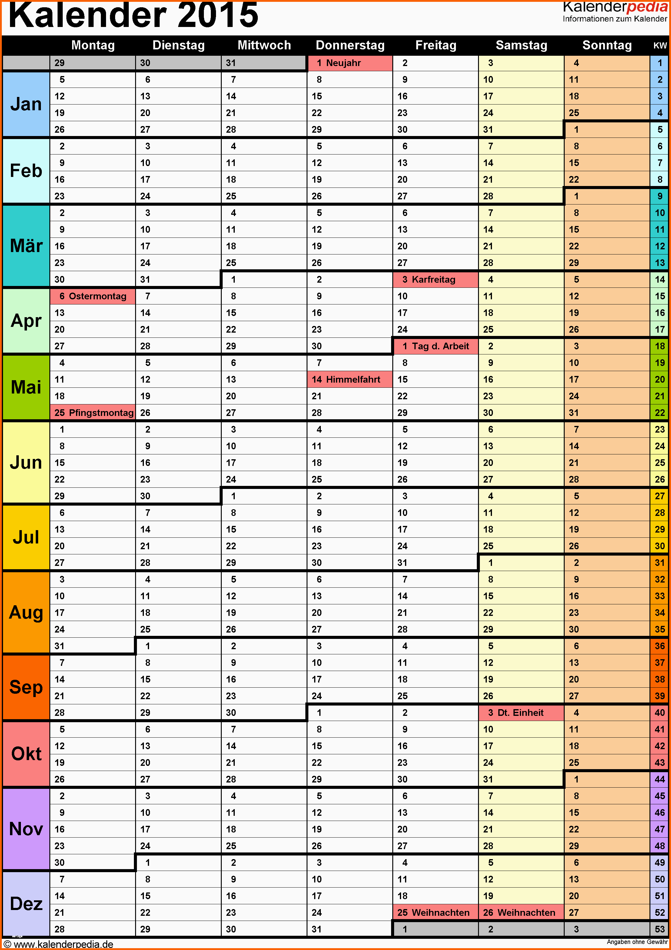 Faszinieren Kalender 2015 In Excel Zum Ausdrucken 16 Vorlagen