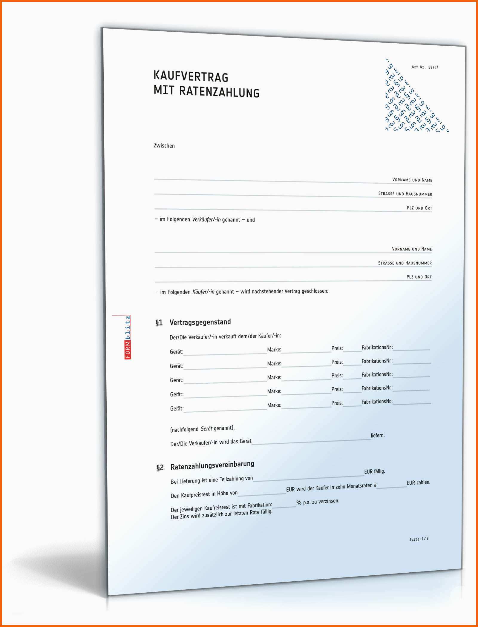 Faszinieren Kaufvertrag Mit Ratenzahlung