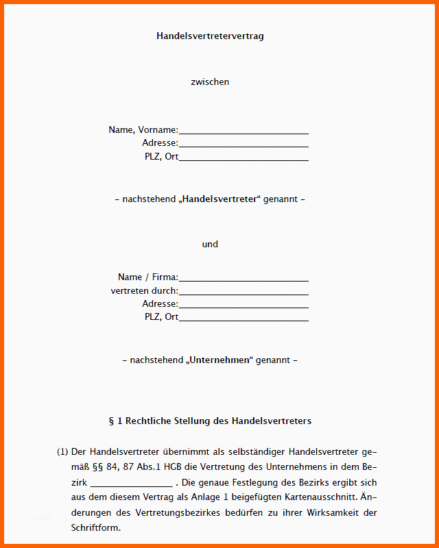 Faszinieren Kündigung Handelsvertreter Verhalten Muster Zum Download