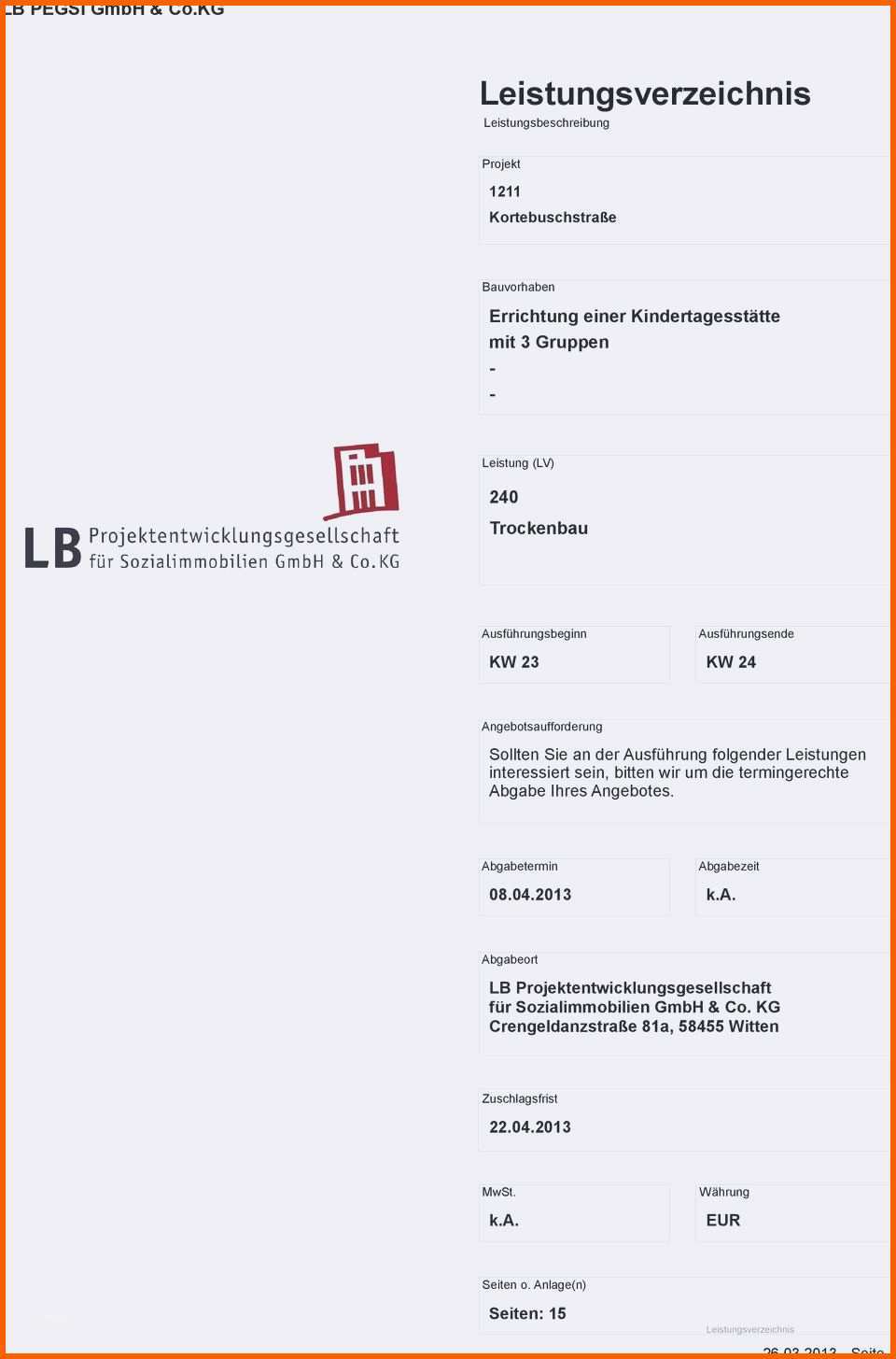 Faszinieren Leistungsverzeichnis Vorlage
