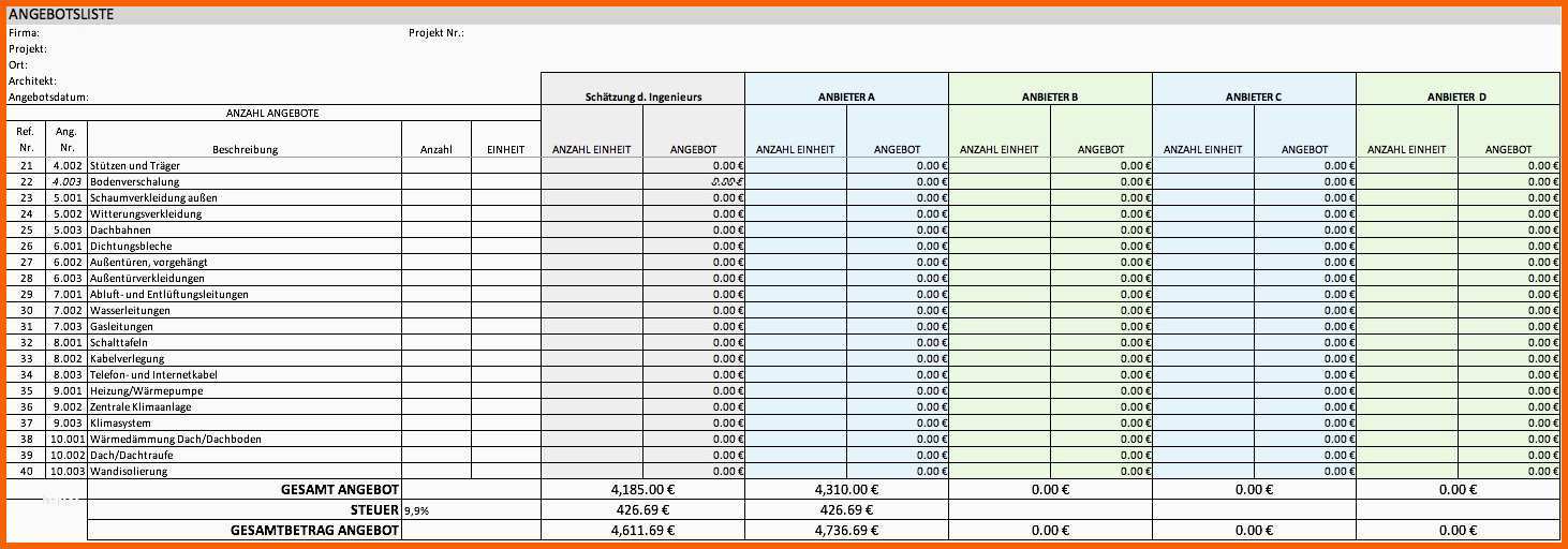 Faszinieren Leistungsverzeichnis Vorlage Word Süß Kostenlose Excel