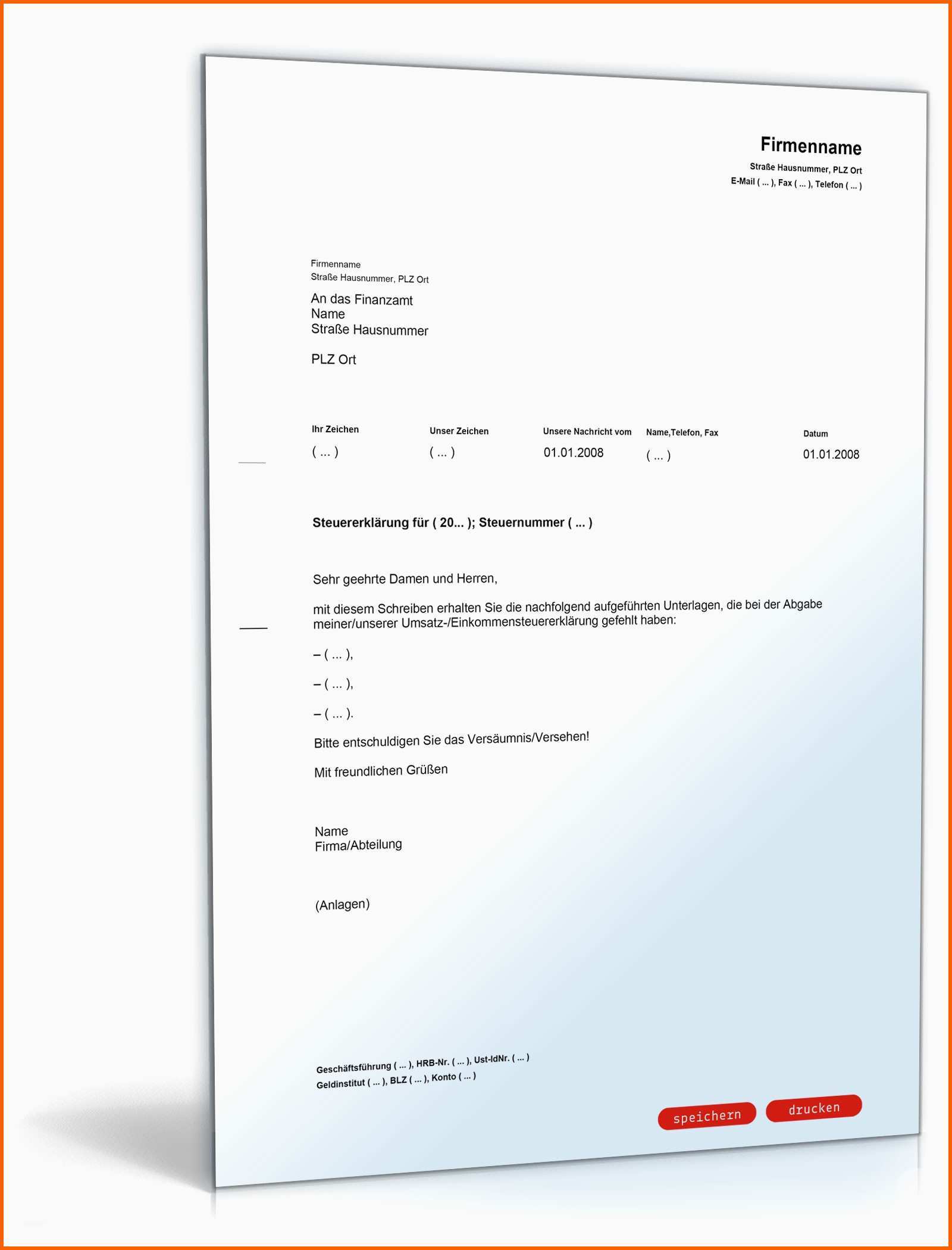 Faszinieren Nachreichen Von Unterlagen Zur Steuererklärung Muster