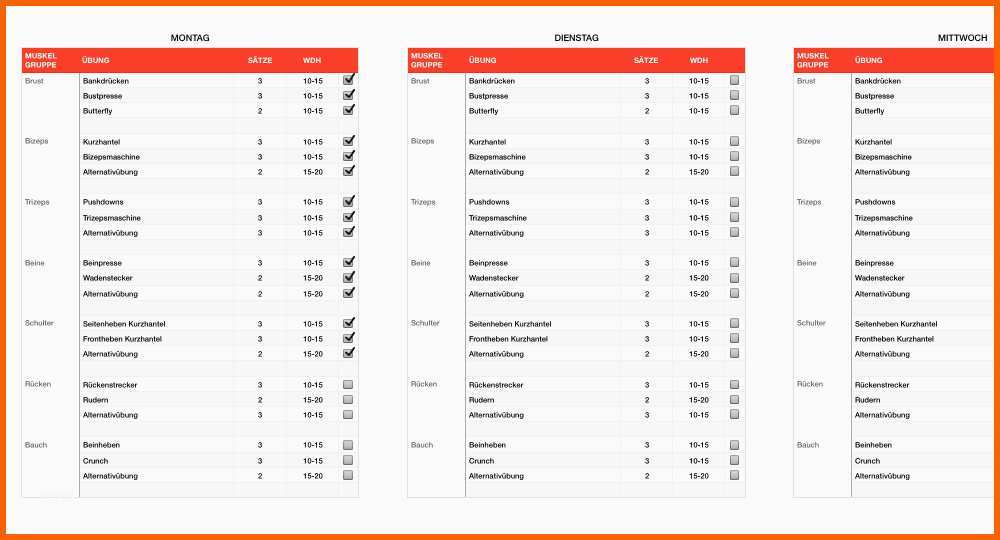 Faszinieren Numbers Vorlage Trainingsplan Fitness Ganzkörpertraining