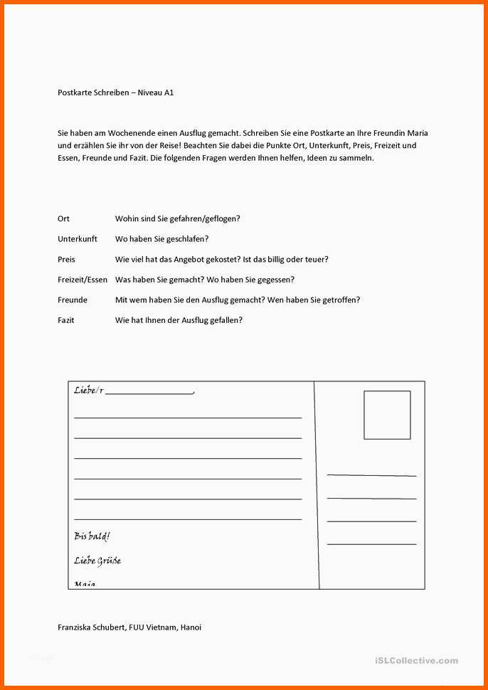 Faszinieren Postkarte Schreiben Vorlage – Various Vorlagen