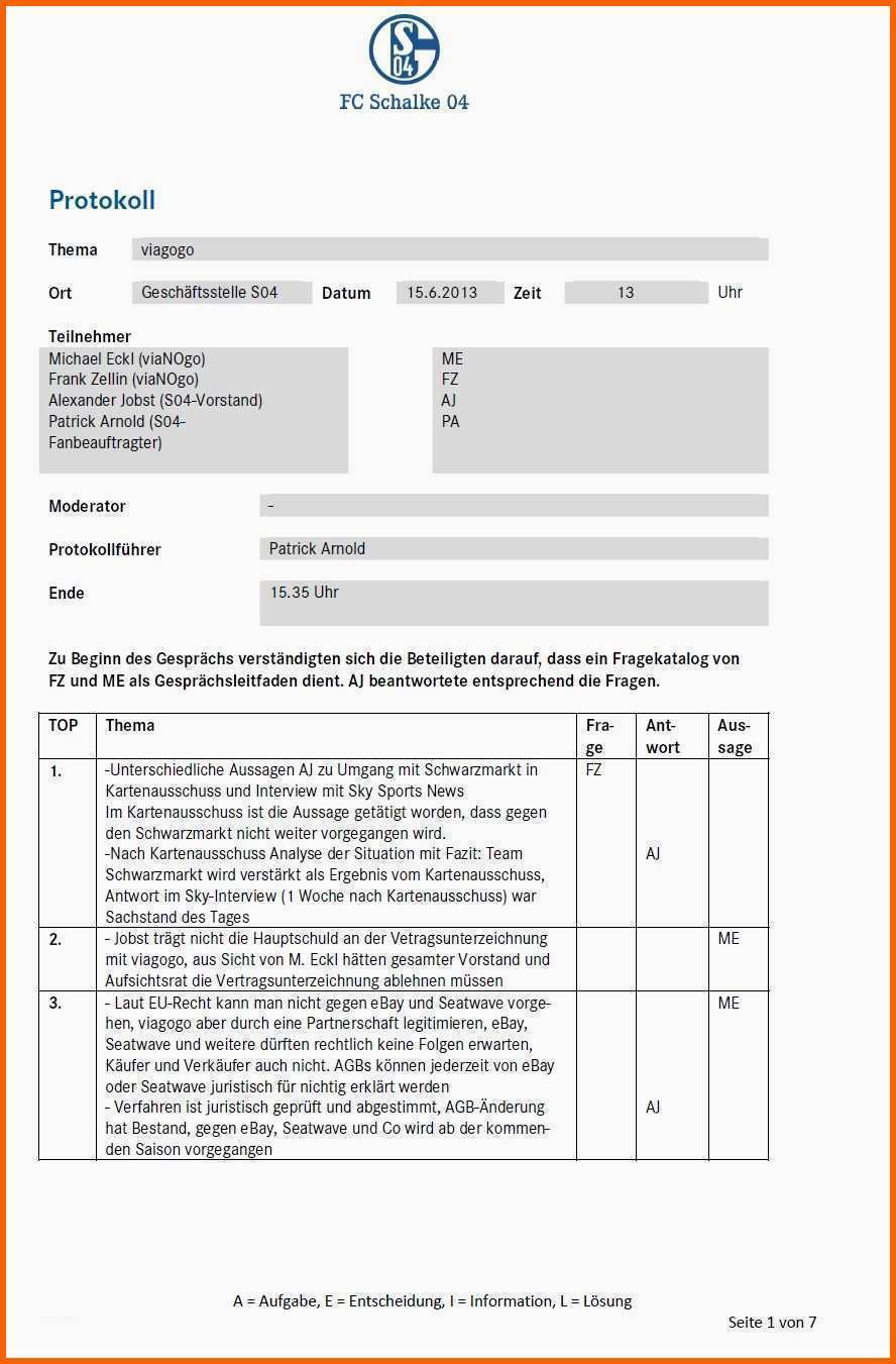 Faszinieren Protokoll Vorlage Word Erstaunlich Protokoll Gespräch