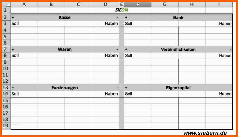 Faszinieren T Konten Vorlage Word Angenehm Rechnungswesen Siebern Line