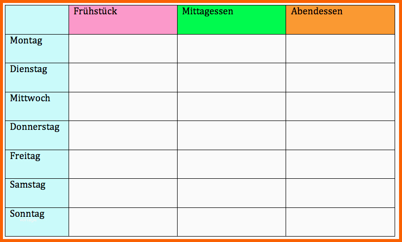 Faszinieren Wochenplan Vorlage
