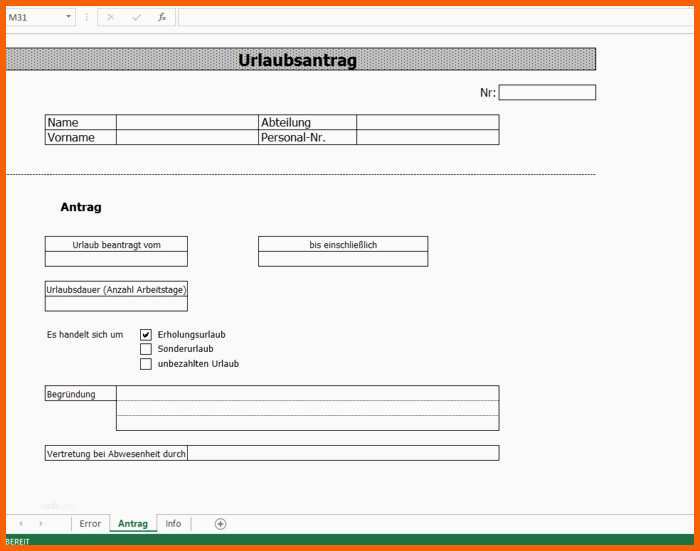 Faszinieren Word formular Vorlage Einzigartig Urlaubsantrag Download