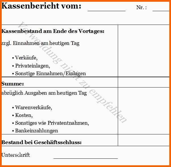 Großartig 13 Zählprotokoll Kasse Vorlage