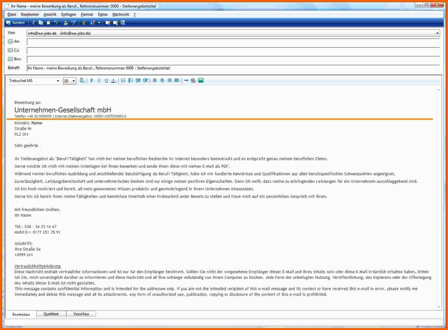 Großartig 14 Anschreiben Email Bewerbung Vorlage