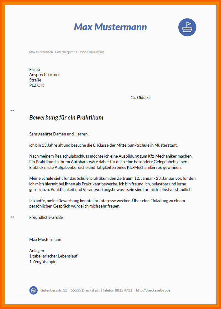 Großartig 21 Bewerbung Schreiben Praktikum Schüler