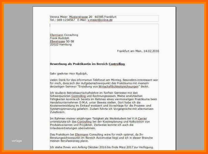 Großartig 8 Praktikum Bewerbung Anschreiben Vorlage