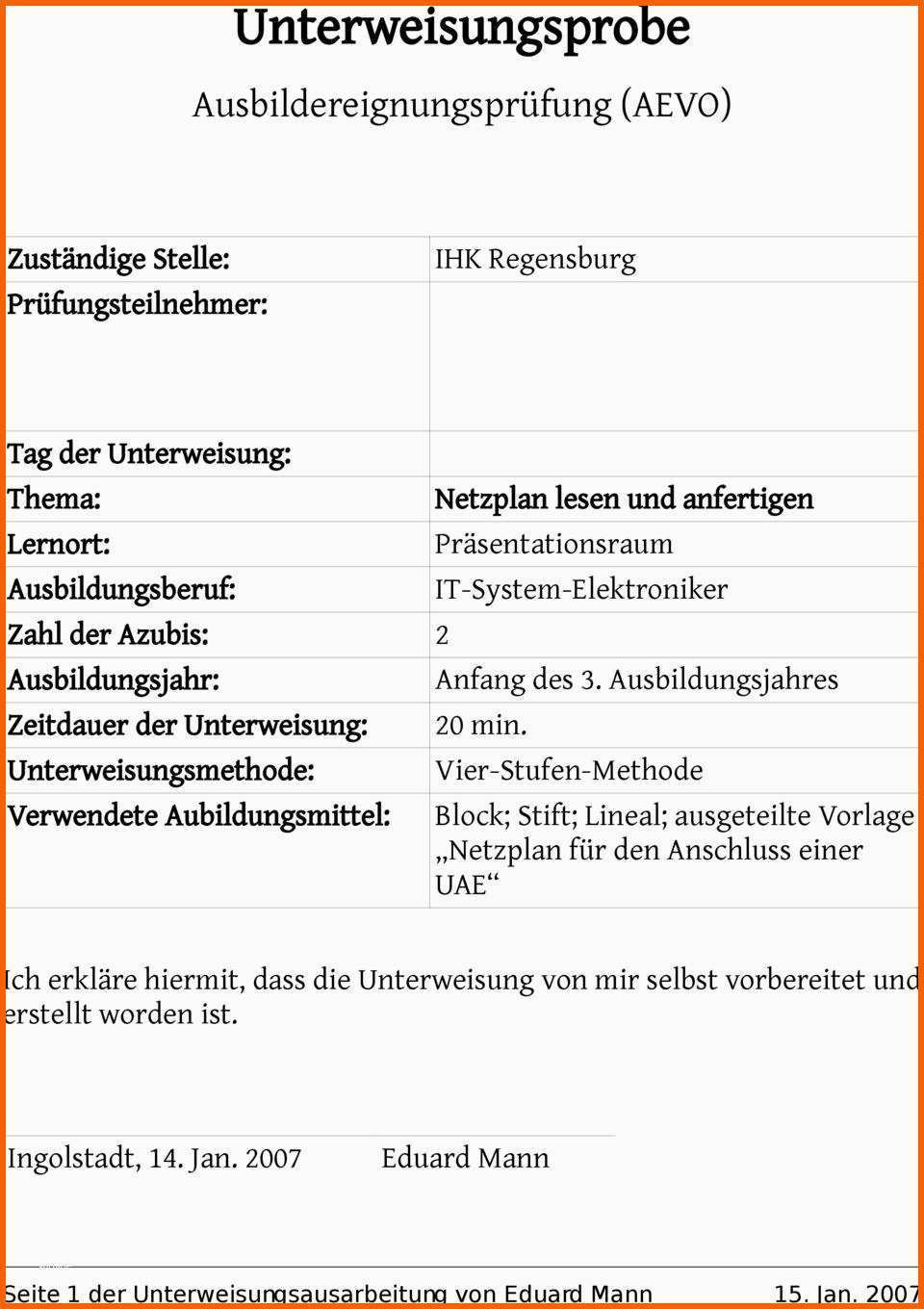 Großartig Ada Schein Unterweisung Muster Vorlagen Frei Gestalten