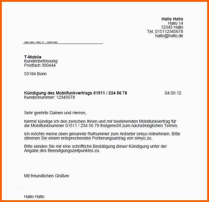 Großartig Außerordentliche Kündigung Telekom Umzug Vorlage 22