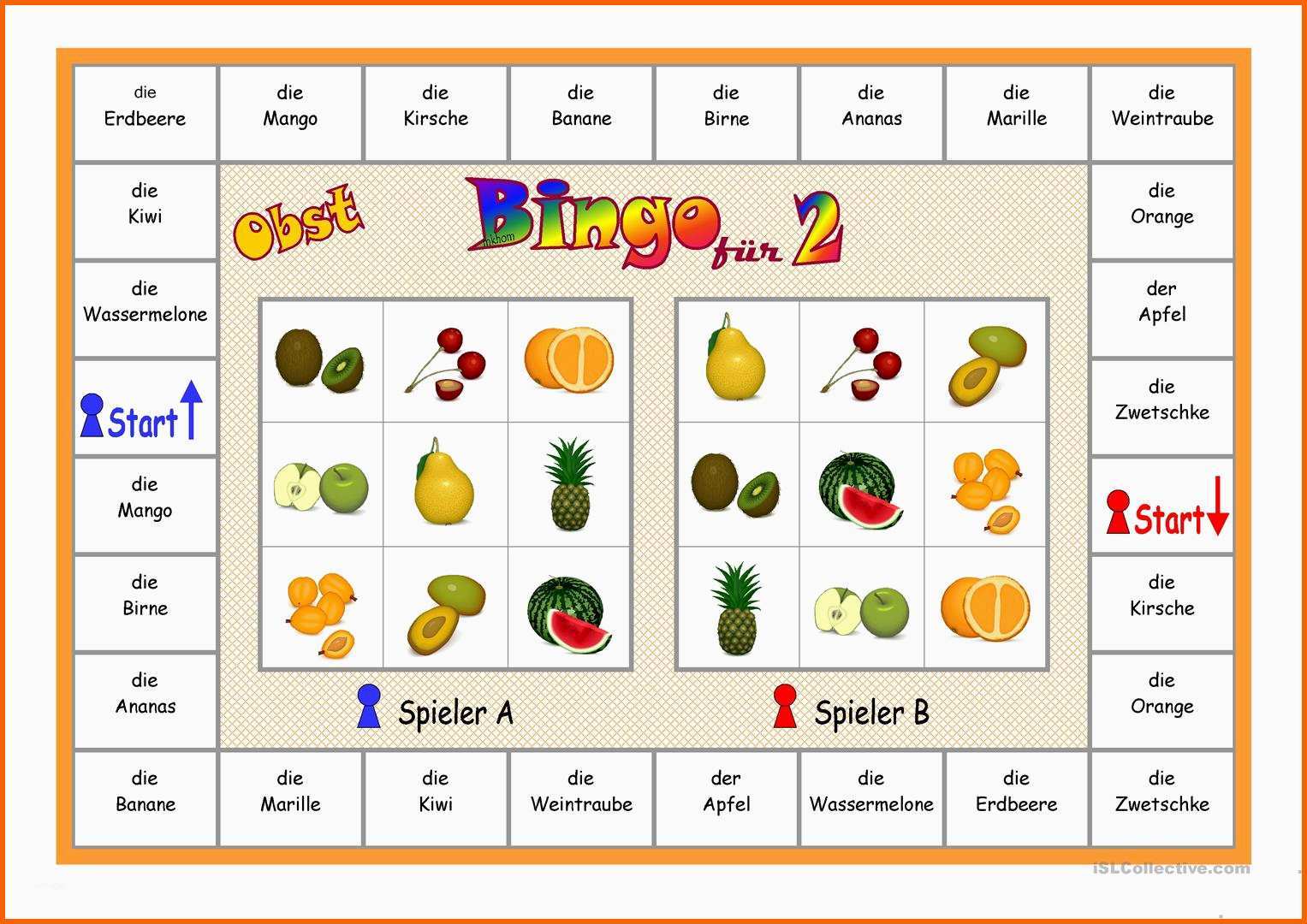 Großartig Bingo Für 2 Spieler Obst Arbeitsblatt Kostenlose Daf