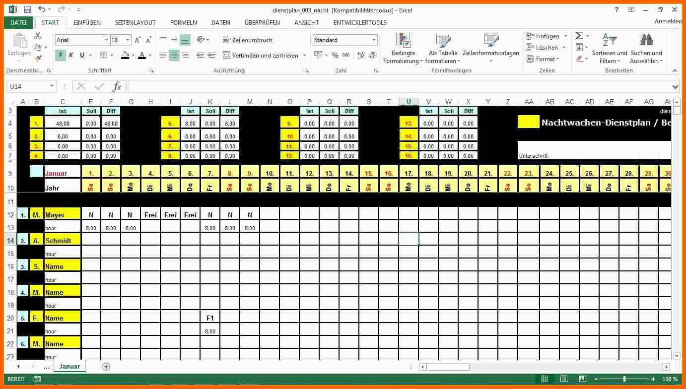 Großartig Dienstplan Erstellen Excel Vorlage – De Excel