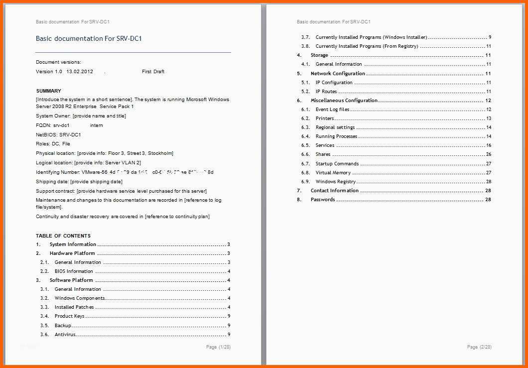 Großartig Edv Dokumentation Vorlage Word – Wordde