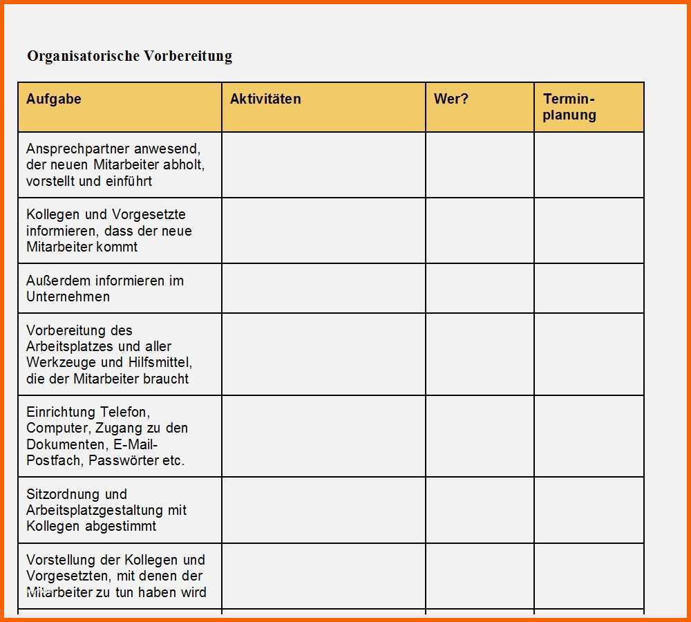 Großartig Einarbeitungsplan Neuer Mitarbeiter Vorlage Elegant