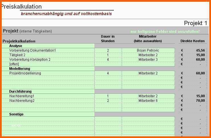 Großartig Excel tool Preiskalkulation