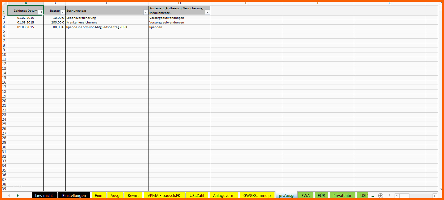 Großartig Excel Vorlage Einnahmenüberschussrechnung EÜr Pierre