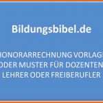 Großartig Honorarrechnung Vorlage Muster Dozenten Lehrer