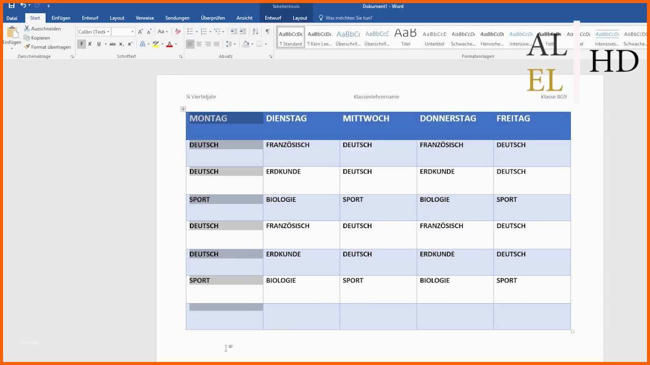 Großartig In Word Stundenplan Erstellen Ganz Einfach Und Schick