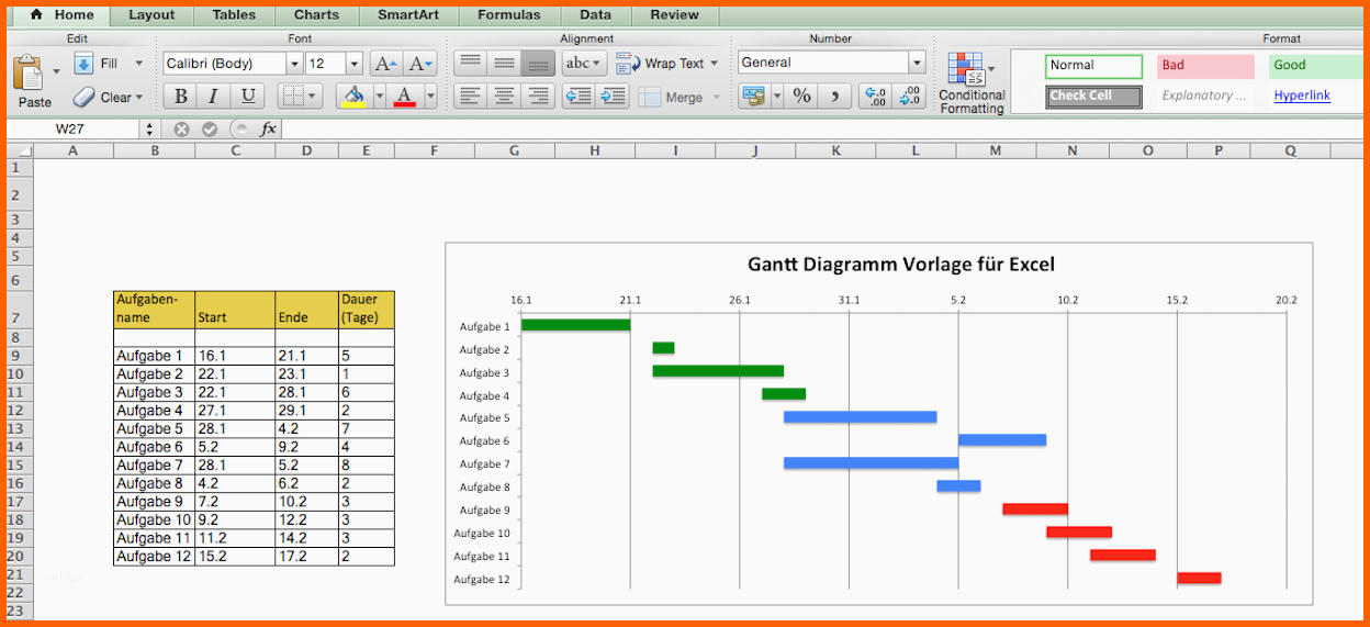 Großartig Kostenlose Vorlage Für Gantt Diagramme In Excel