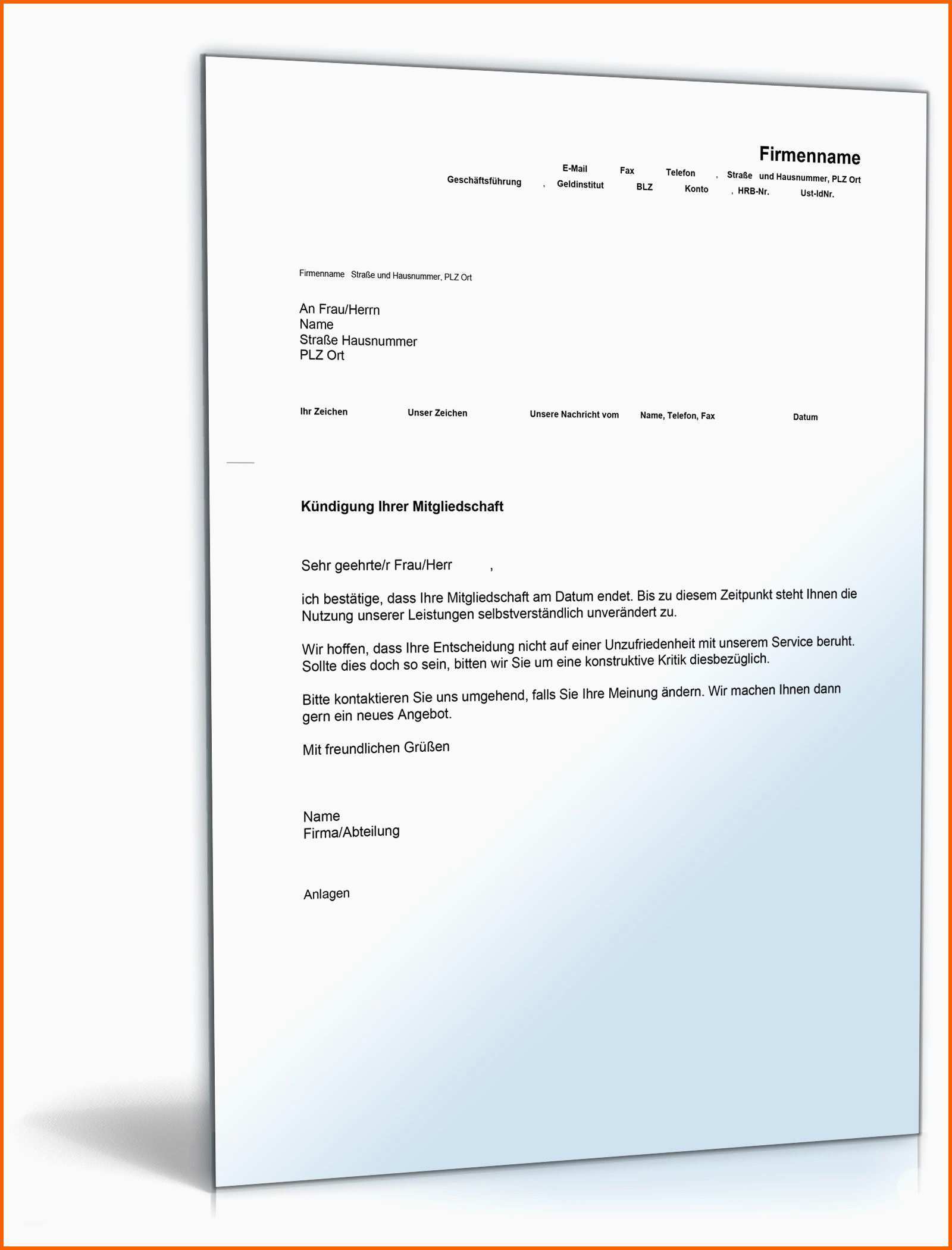 Großartig Kündigung Fußballverein Vorlage Kostenlos