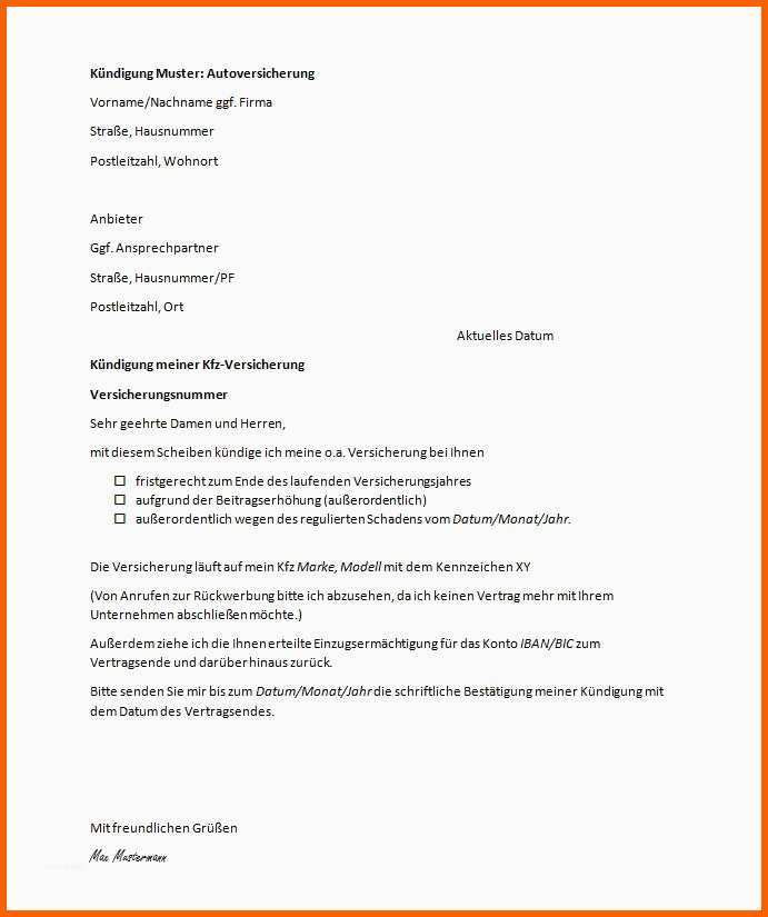 Großartig Kündigung Mietvertrag Vorlage Kostenlos Vermieter