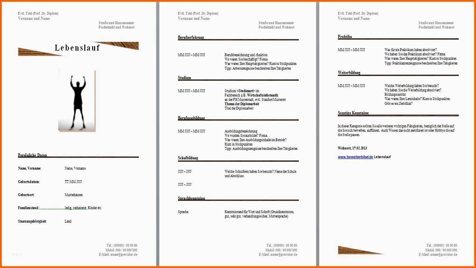 Großartig Lebenslauf Vorlage In Word Lebenslauf Muster Word
