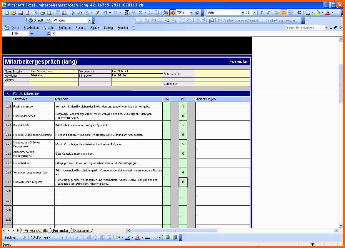 Großartig Mitarbeitergespräch Lang Excel Vorlage Zum sofort
