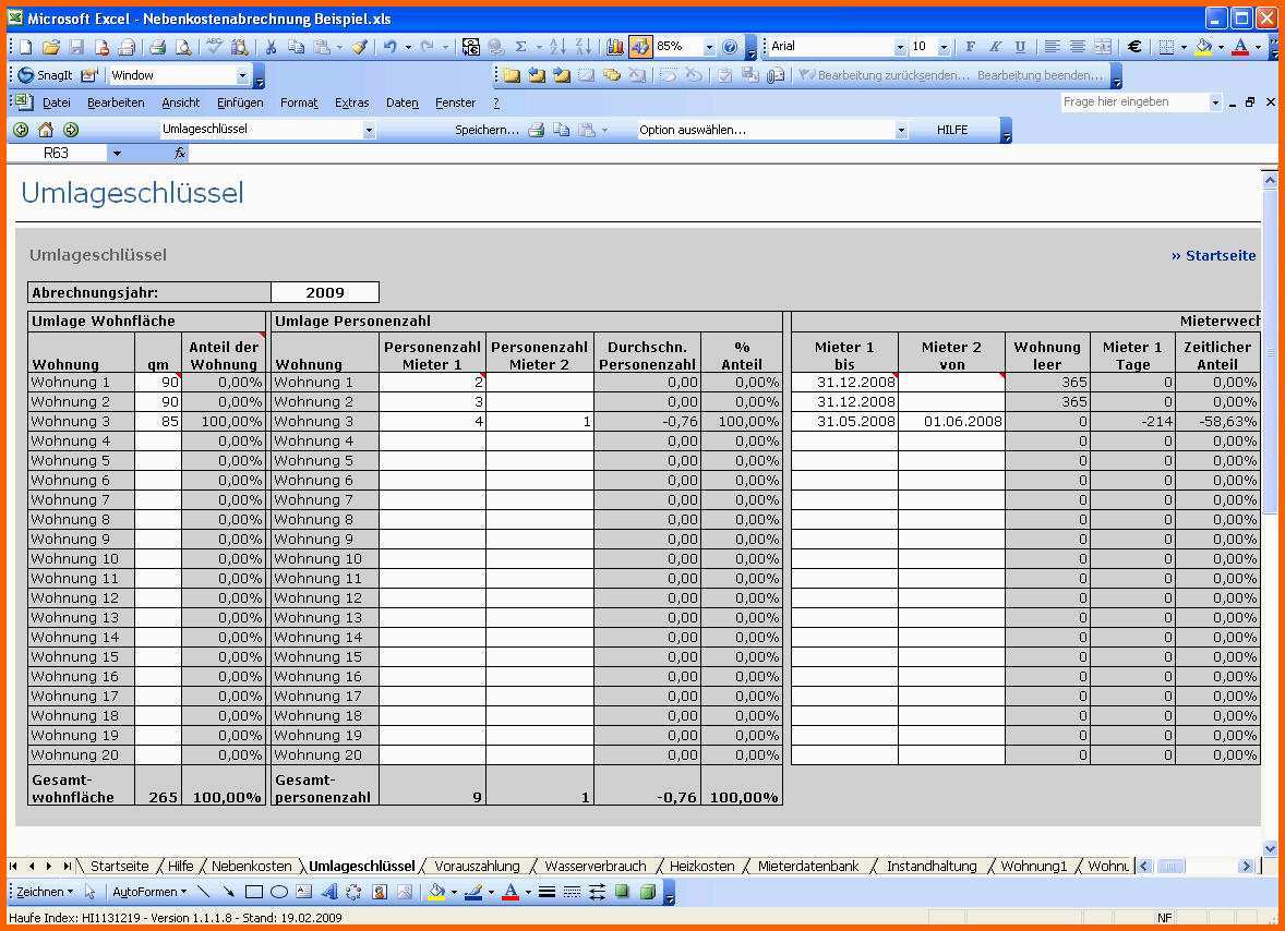 Großartig Nebenkostenabrechnung Mit Excel Vorlage Zum Download