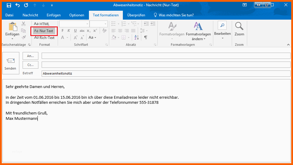 Großartig Outlook Abwesenheitsassistent Einrichten Ohne Exchange