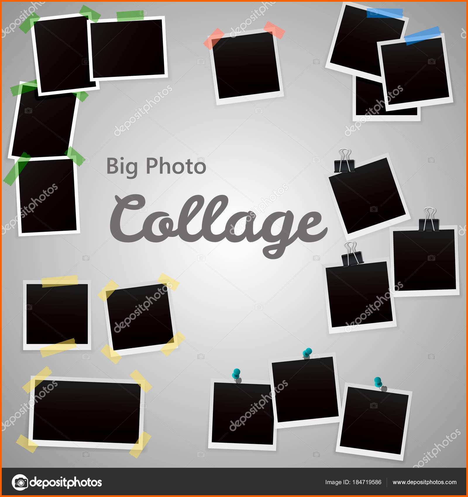 Großartig Polaroid Foto Collage Vorlage Foto Collage Set