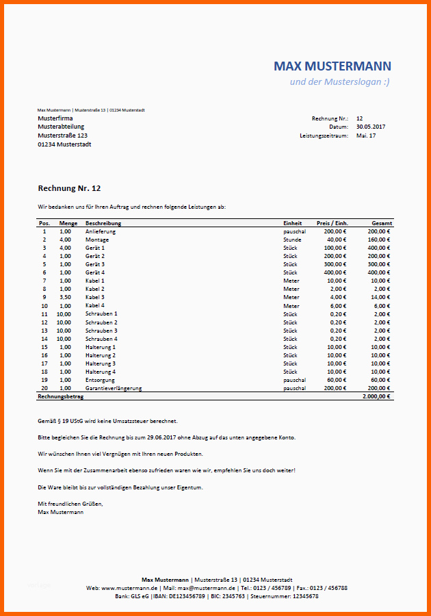 Großartig Rechnung Vorlage
