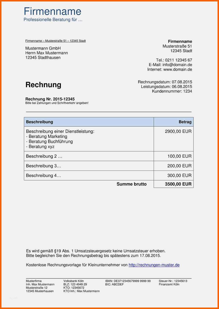 Größte 15 Rechnung Als Privatperson Vorlage